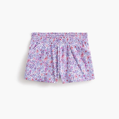Girls' floral crinkle-knit short