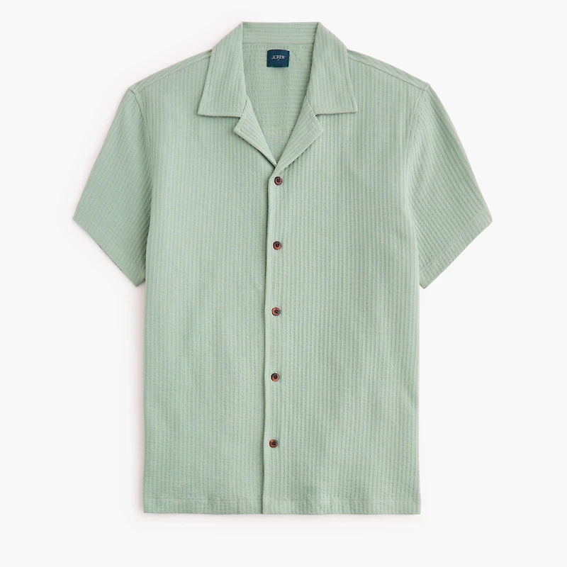Knit seersucker camp shirt