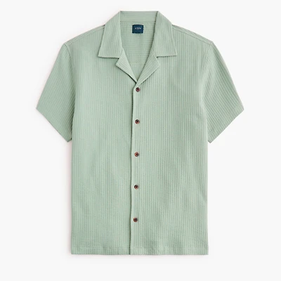 Knit seersucker camp shirt