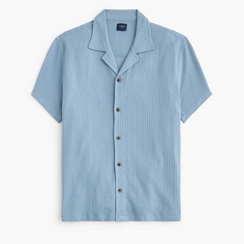 Knit seersucker camp shirt