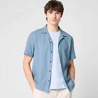 Knit seersucker camp shirt