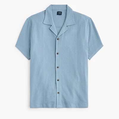 Knit seersucker camp shirt