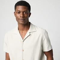 Knit seersucker camp shirt