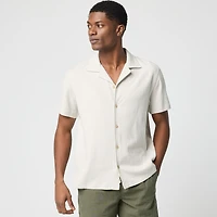 Knit seersucker camp shirt