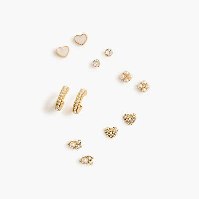 Pearl stud earrings pack-of-six