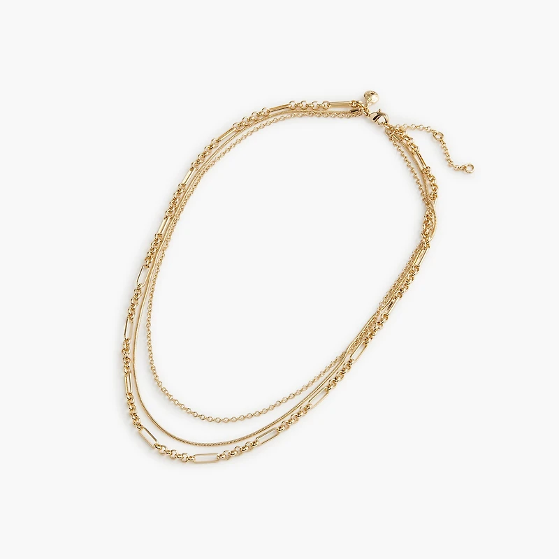 Mixed-chain triple layering necklace