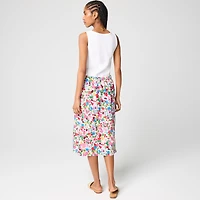 Linen-blend midi skirt