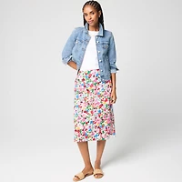 Linen-blend midi skirt