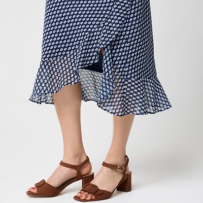 Ruffle-hem slip skirt