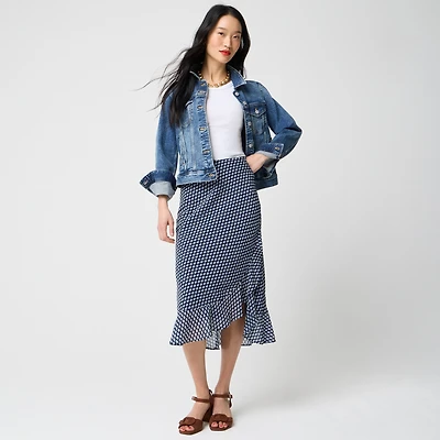 Ruffle-hem slip skirt