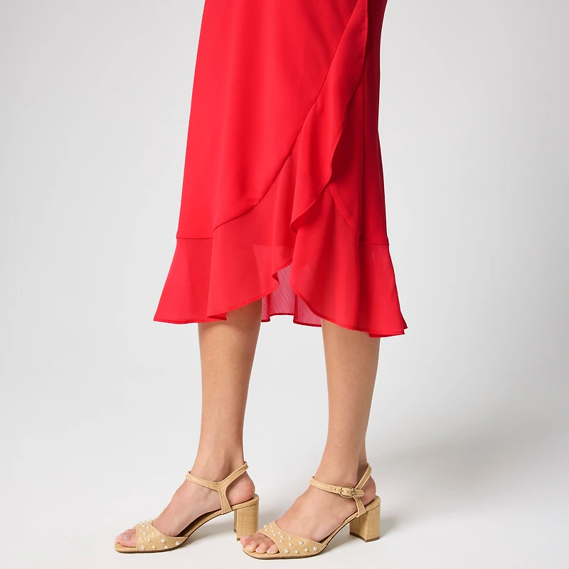 Ruffle-hem slip skirt