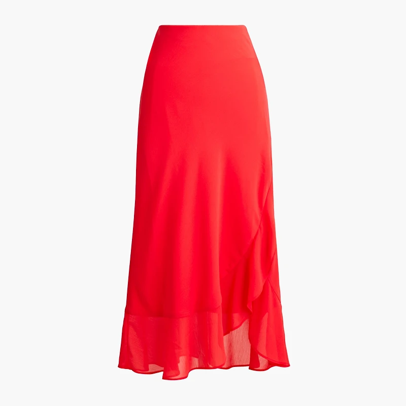 Ruffle-hem slip skirt