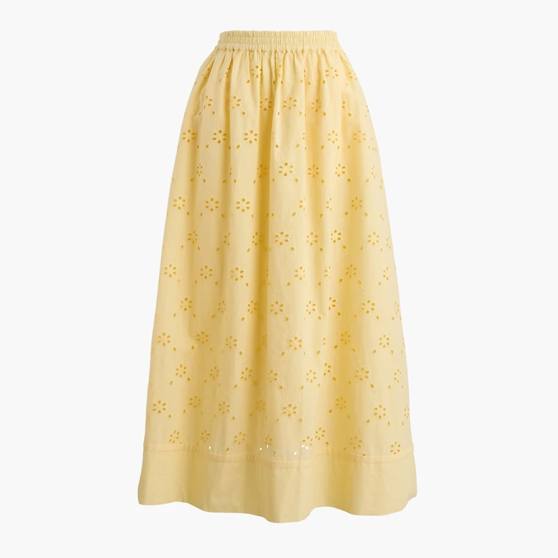 Eyelet midi skirt