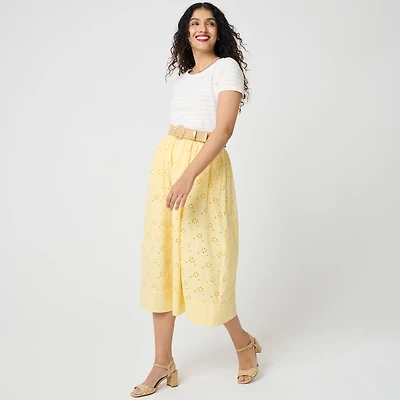 Eyelet midi skirt