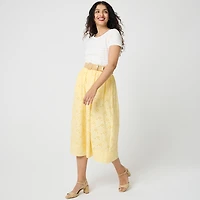 Eyelet midi skirt
