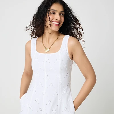 Eyelet embroidered midi dress