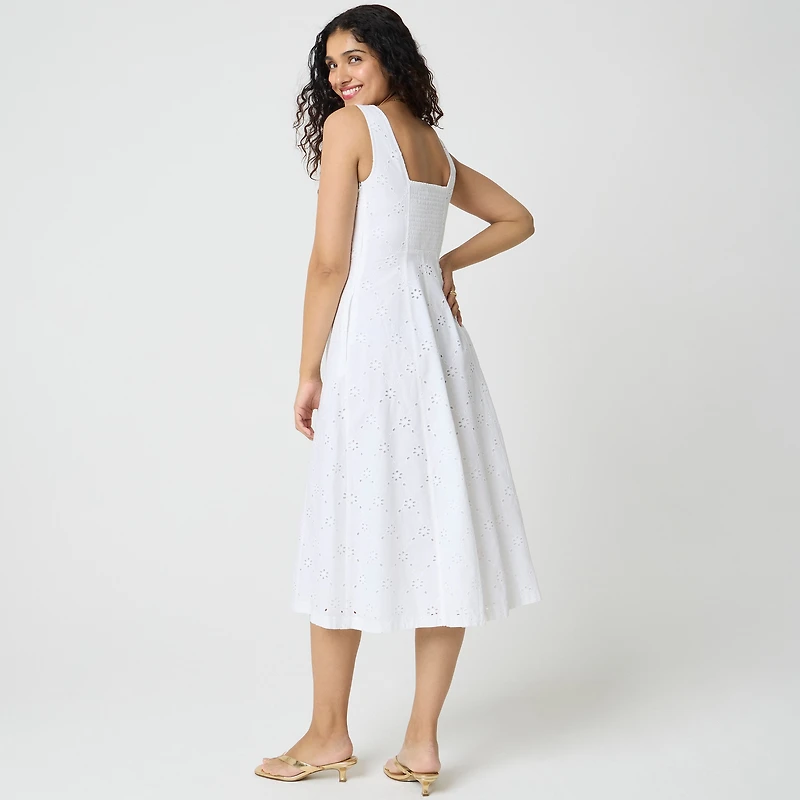 Eyelet embroidered midi dress