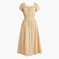 Floral smocked-waist midi dress