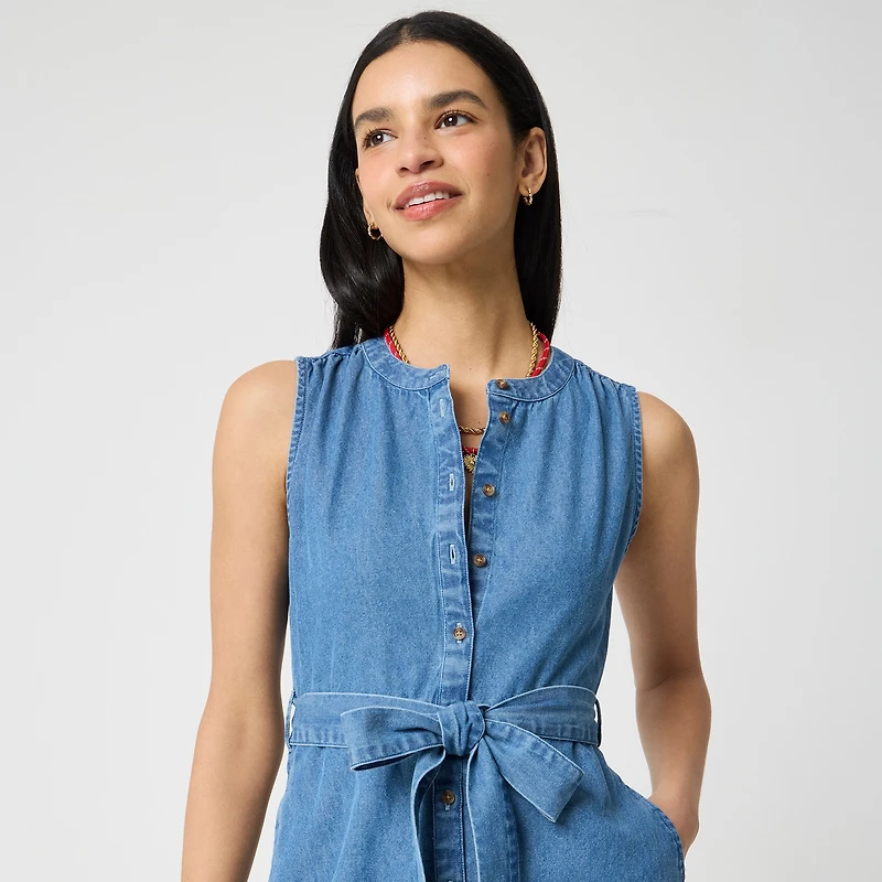 Chambray mini shirt-dress