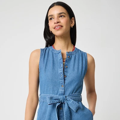 Chambray mini shirt-dress