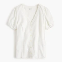 Linen-blend button-up top