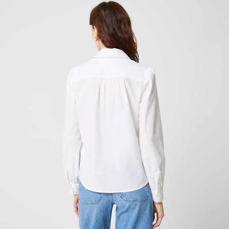 Lace-trim button-up shirt