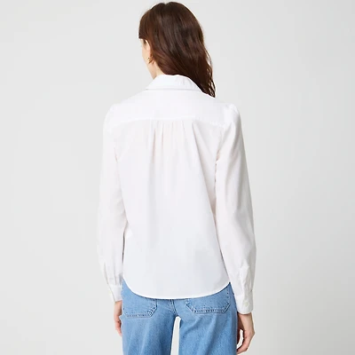 Lace-trim button-up shirt