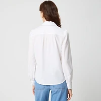 Lace-trim button-up shirt