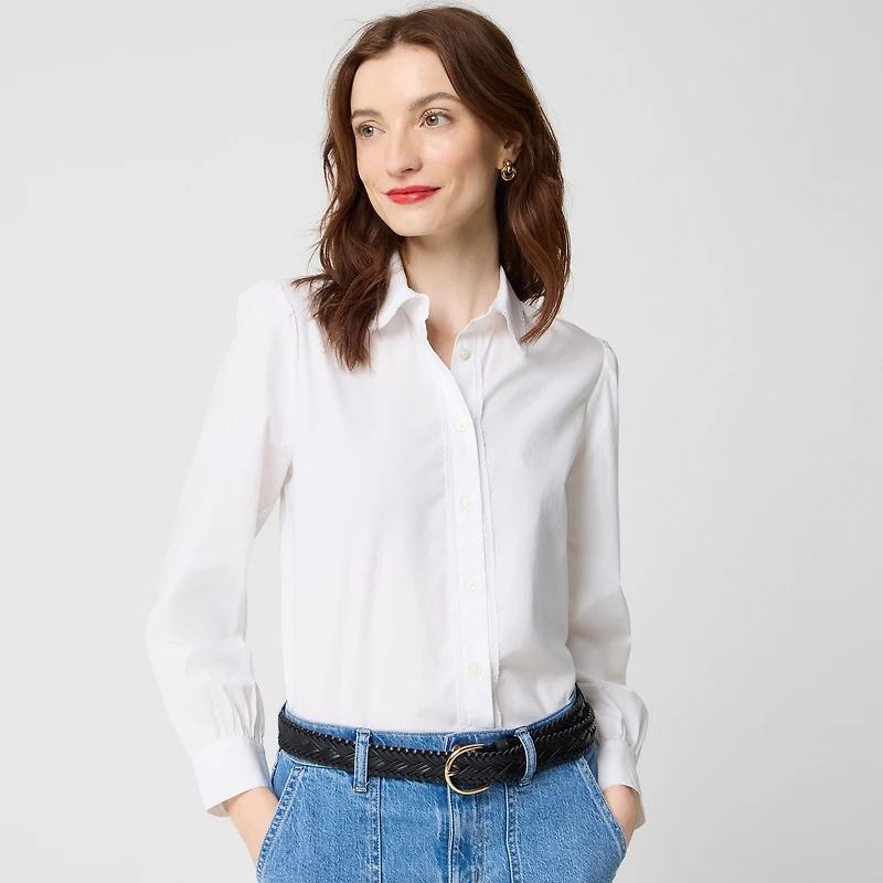 Lace-trim button-up shirt