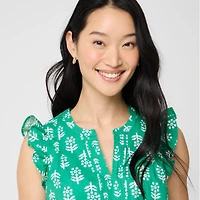 Flutter-sleeve block-print top