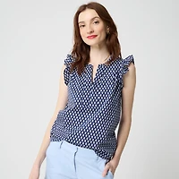 Flutter-sleeve block-print top