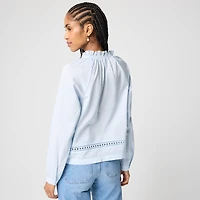 Long-sleeve tie-neck top