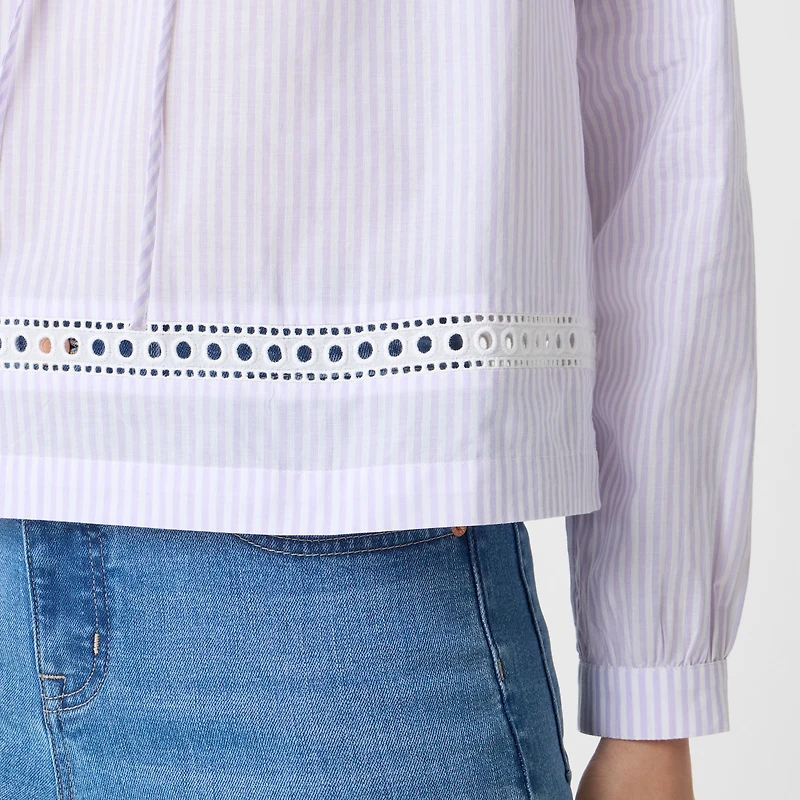 Long-sleeve tie-neck top