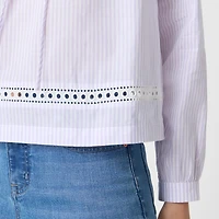 Long-sleeve tie-neck top