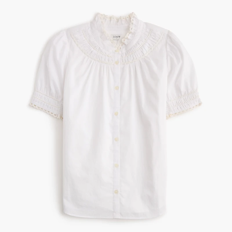 Short-sleeve smocked top