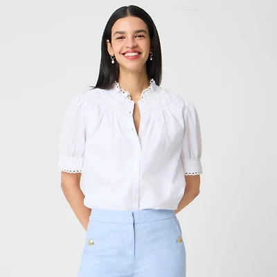 Short-sleeve smocked top