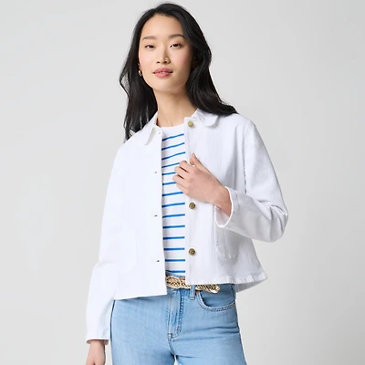 Collared denim jacket white wash