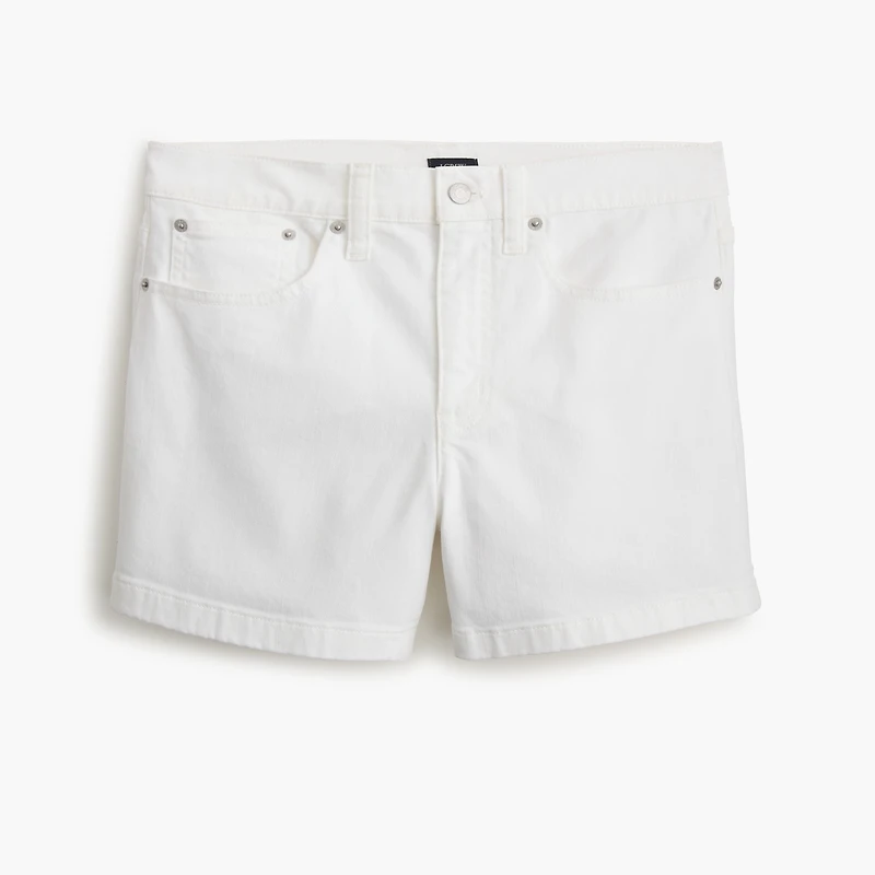 White mid-rise modern denim short