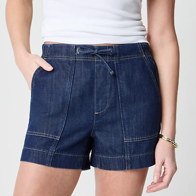 Light-feel drawstring denim short