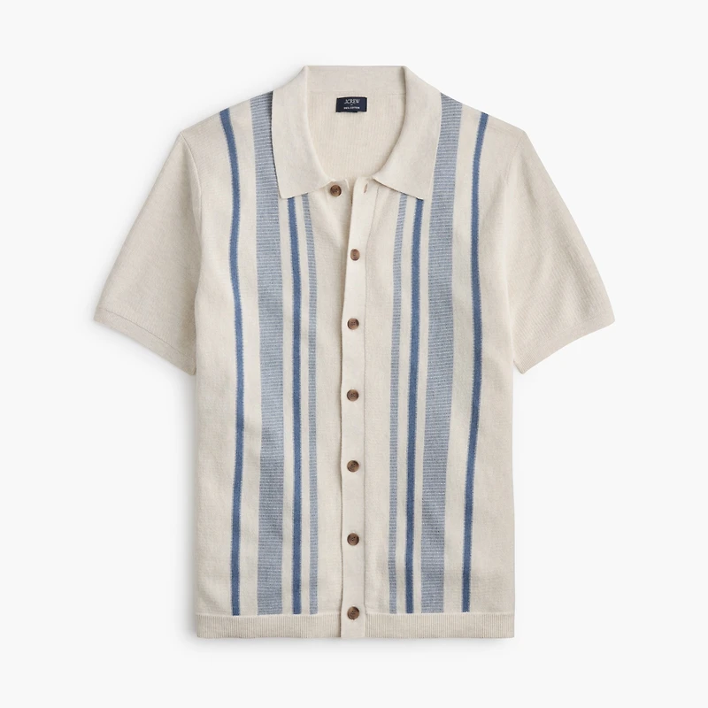 Striped button-down sweater-polo