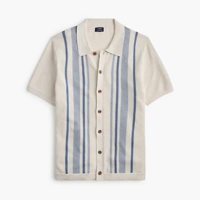 Striped button-down sweater-polo