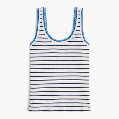 Striped blanket-stitch tank top