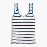 Striped blanket-stitch tank top