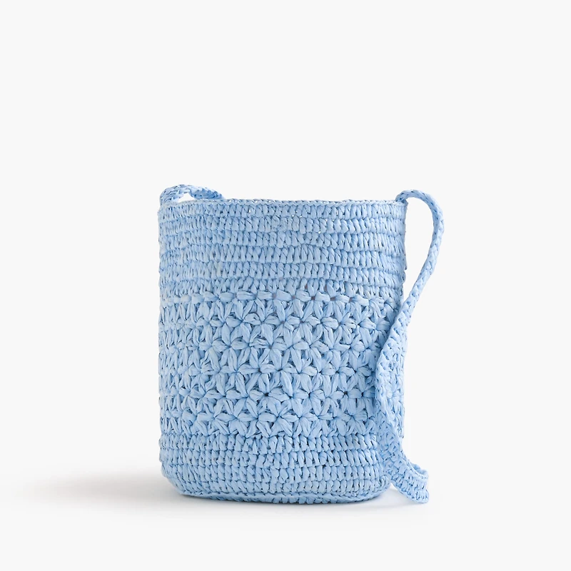 Floral woven bucket bag