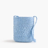 Floral woven bucket bag