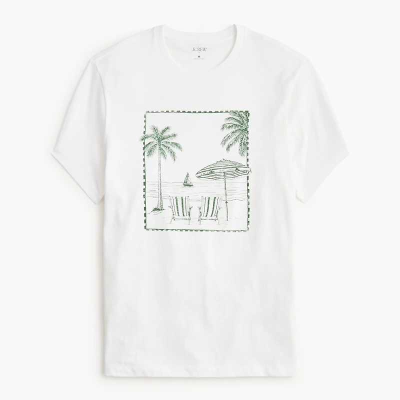 Beach lounge scene graphic tee