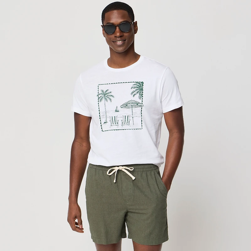 Beach lounge scene graphic tee