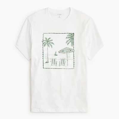 Beach lounge scene graphic tee