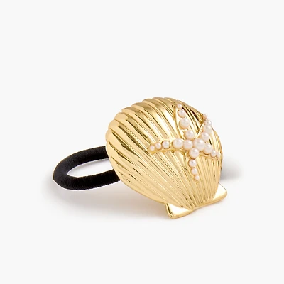 Gold-tone metal shell hair tie