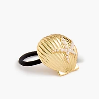 Gold-tone metal shell hair tie